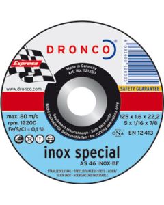 Disco corte metal 230X1,9X22,2 AS46INOX Dronco