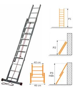 Escalera 2 tramos extensible c/cuerda Cies 2X10 2,96M-4,90 