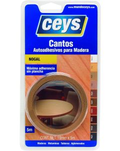 Ceys Cantos Autoadhesivos para madera máxima adherencia Color Nogal 19mm x 5m