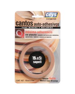 Ceys Canto autoadhesivo para madera Sapeli fácil aplicación resistente al agua 19mm X 5Mt