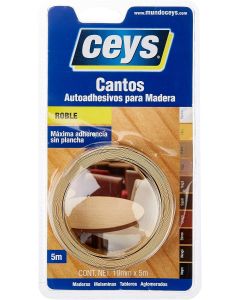 Ceys Canto autoadhesivo para madera Roble fácil aplicación resistente al agua 19mm X 5Mt