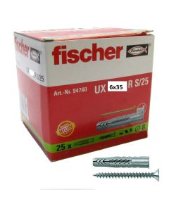 Fischer Taco con tornillos UX r 6x35 S 25 Unidades