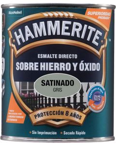 Hammerite Esmalte directo sobre hierro y óxido satinado Gris 750 Ml