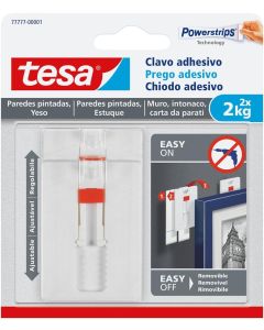 Tesa Clavo adhesivo ajustable para Paredes Pintadas y Yeso 2 kg 77777-00001