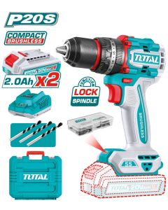 Total Taladro percutor Brushless a batería TIDLI20558 + 2 baterías 2.0 Ah + Cargador