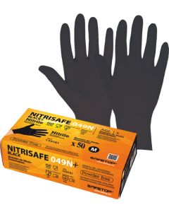 Safetop Guante desechable nitrilo sin polvo 049N+ Negro (Caja 100 Unidades) Talla 8