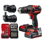 Einhell Taladro percutor TE-CD 18/45 3X-Li +22 Accesorios + 2 Bat 2,0 Ah