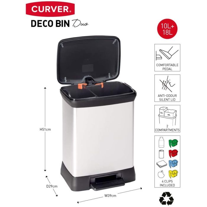 Cubo basura metal pedal DuoCurver 10 18 Lt
